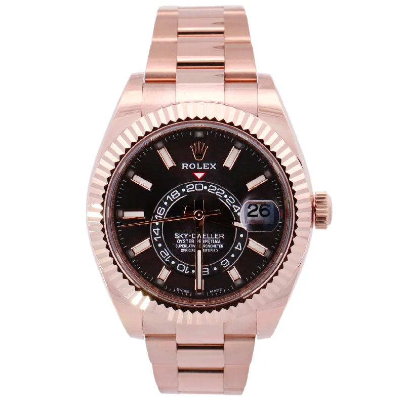 Men's Multi-Function Sports Watch-Rolex Sky-Dweller 42mm Rhodium Dial Watch Ref# 326935