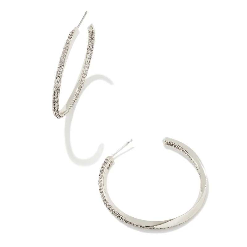 Chunky Gold Chain Necklace-Kendra Scott | Ella Silver Hoop Earrings in White Crystal