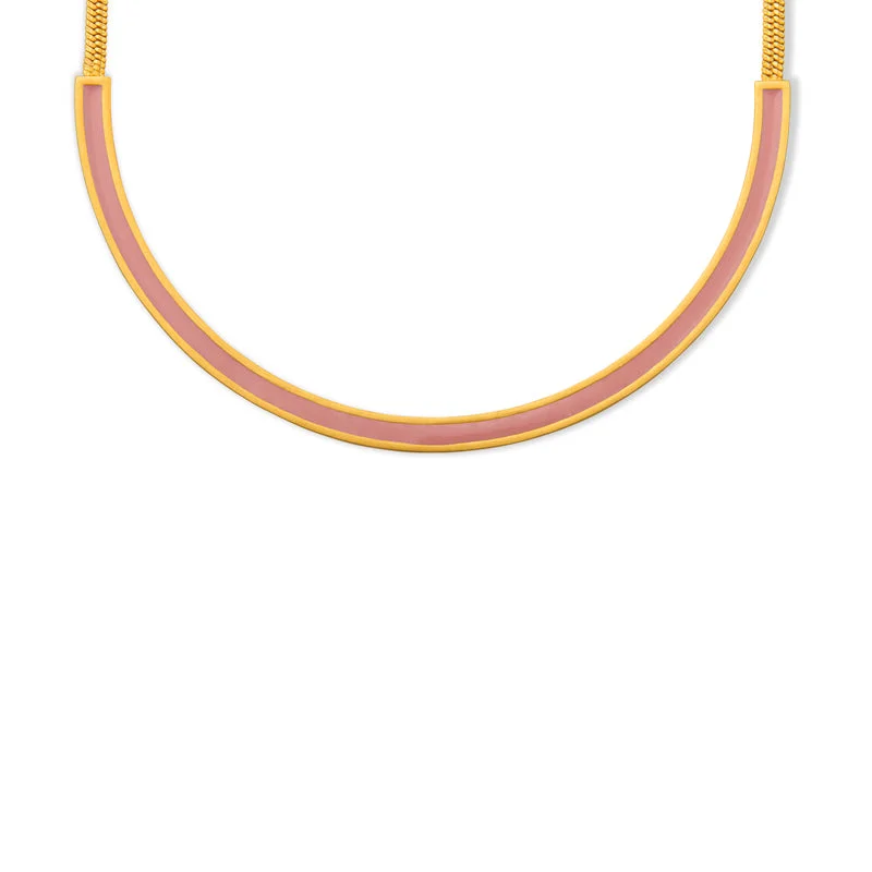 Rose Gold Necklace-Coastal Pink Enamel Necklace