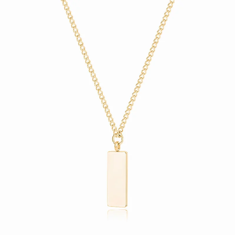 Handmade Gold Necklace-Custom Engraved Minimal Necklace