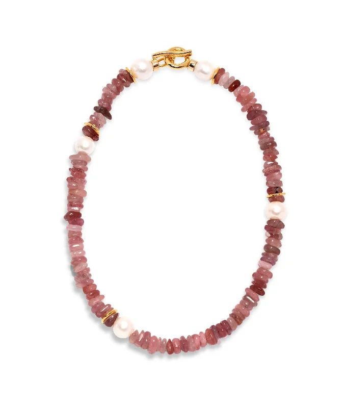 Simple Bar Necklace-Mood Necklace in Strawberry Quartz