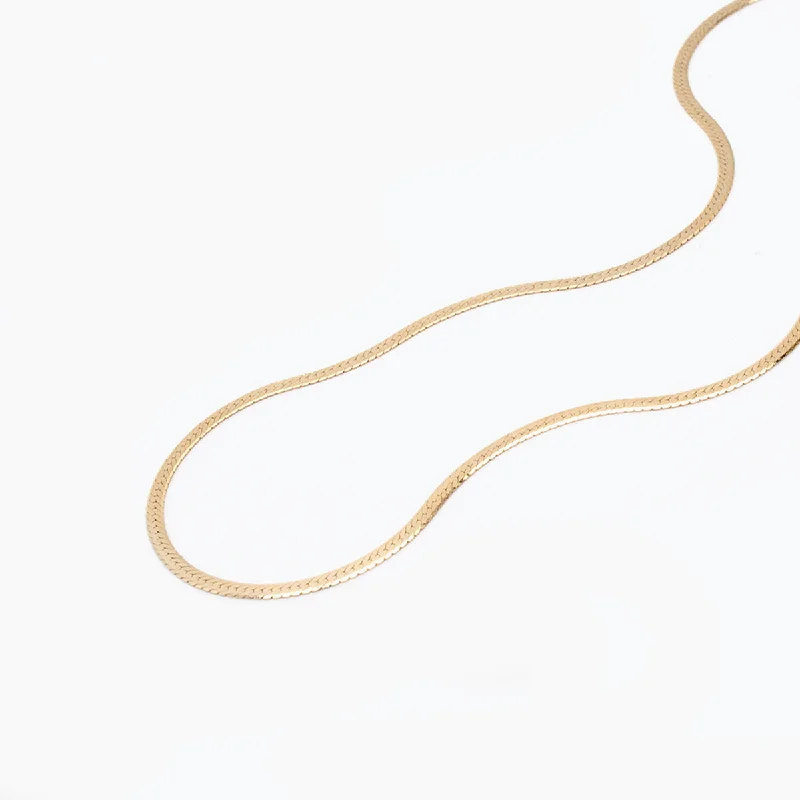 Minimalist Pearl Necklace-Delicate Herringbone Chain Necklace