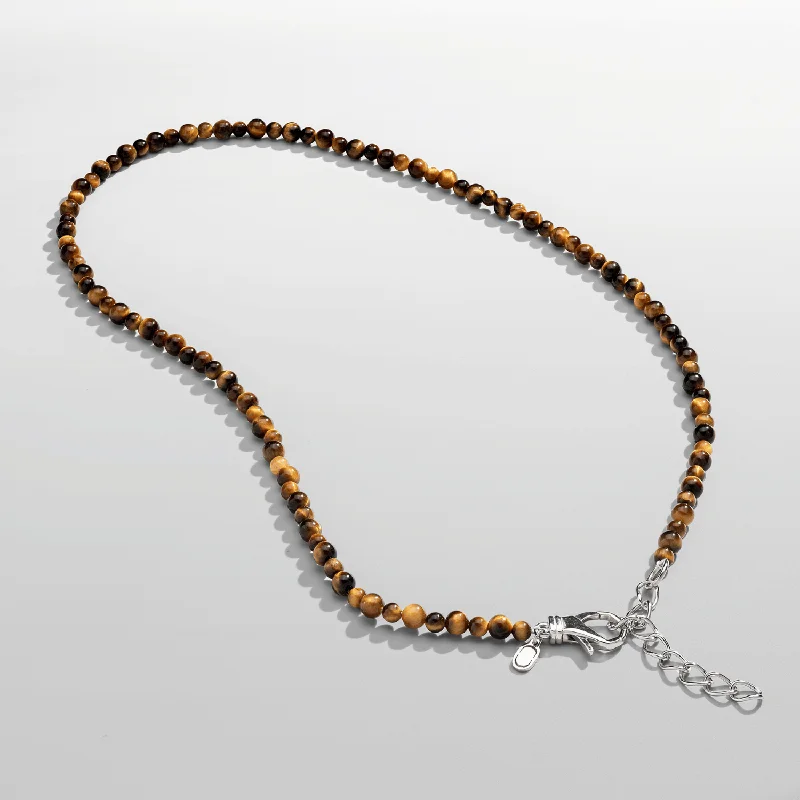 Statement Gold Necklace-Tigers Eye Beaded Necklace