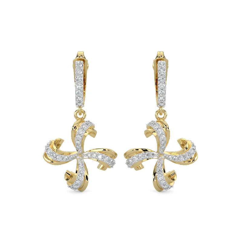 Crystal Dangle Drop Earrings-Diamond Earrings 0.69 cts TW 18k Gold