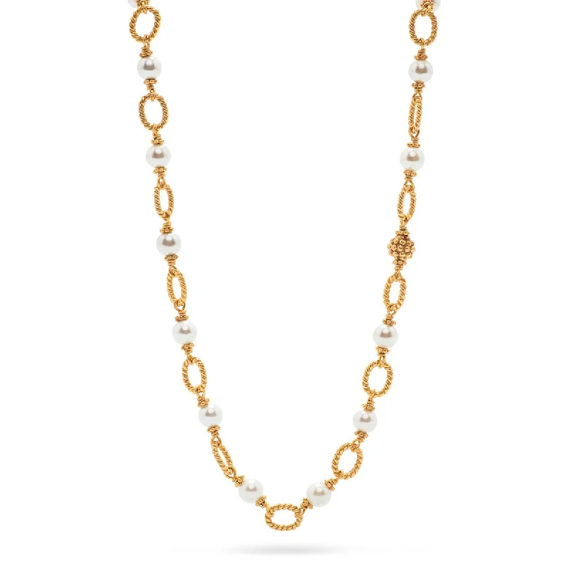 Classic Gold Necklace-Berry & Bead Chain, 24'' - Pearl