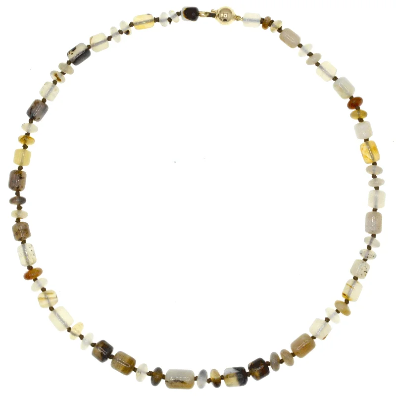 Multi-Colored Necklace-Beaded Speckled Agate Necklace