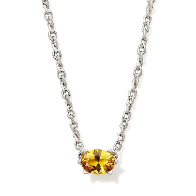 Vintage Gold Necklace-Kendra Scott | Cailin Silver Pendant Necklace in Golden Yellow Crystal