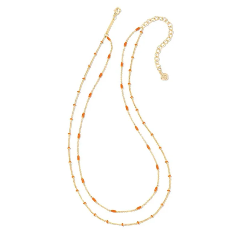 Personalized Birthstone Necklace-Kendra Scott | Dottie Multi Strand Necklace in Orange