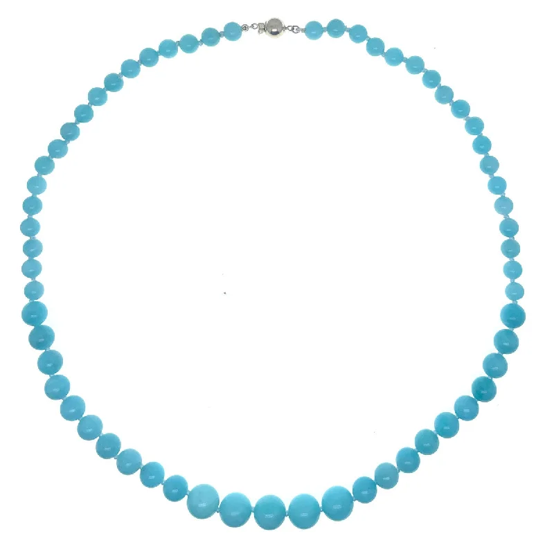 Fashion Crystal Necklace-Graduated Round Beaded Amazonite Necklace