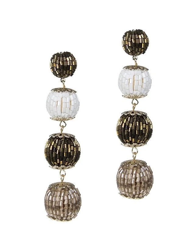 Unique Pearl Drop Earrings-Ball Beaded Ear