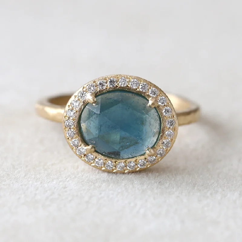 2.20ct Blue Tourmaline Halo Ring