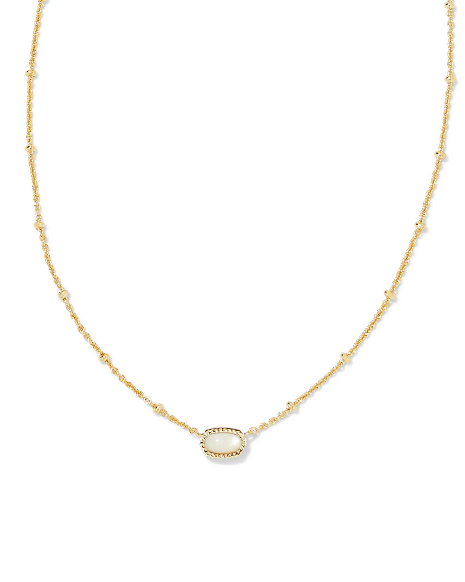 Bridal Pearl Necklace-Kendra Scott |  Mini Elisa Gold Satellite Short Pendant Necklace in Ivory Mother of Pearl