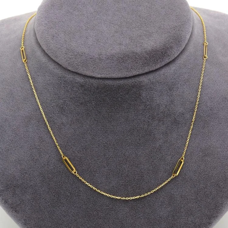 Multi-Strand Necklace-Real Gold 4 Paper Clip Adjustable Size Necklace 0357 N1404