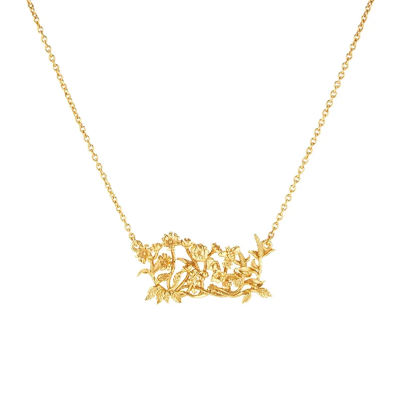 Gold Choker Necklace-Meadow Cluster Necklace, 16" - Gold