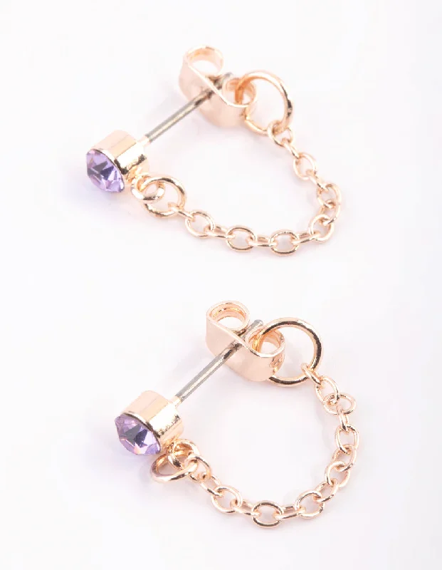 Beaded Hoop Earrings-Purple Diamante Jacket Earrings