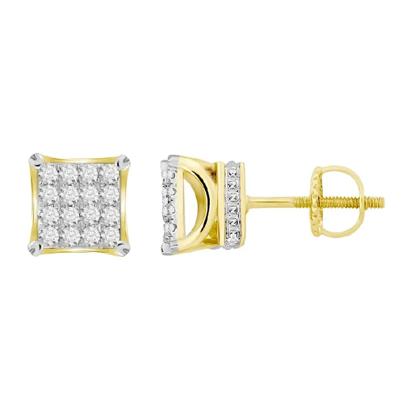 Bold Drop Earrings-LADIES STUD EARRINGS 1.00CT ROUND DIAMOND 10K YELLOW GOLD