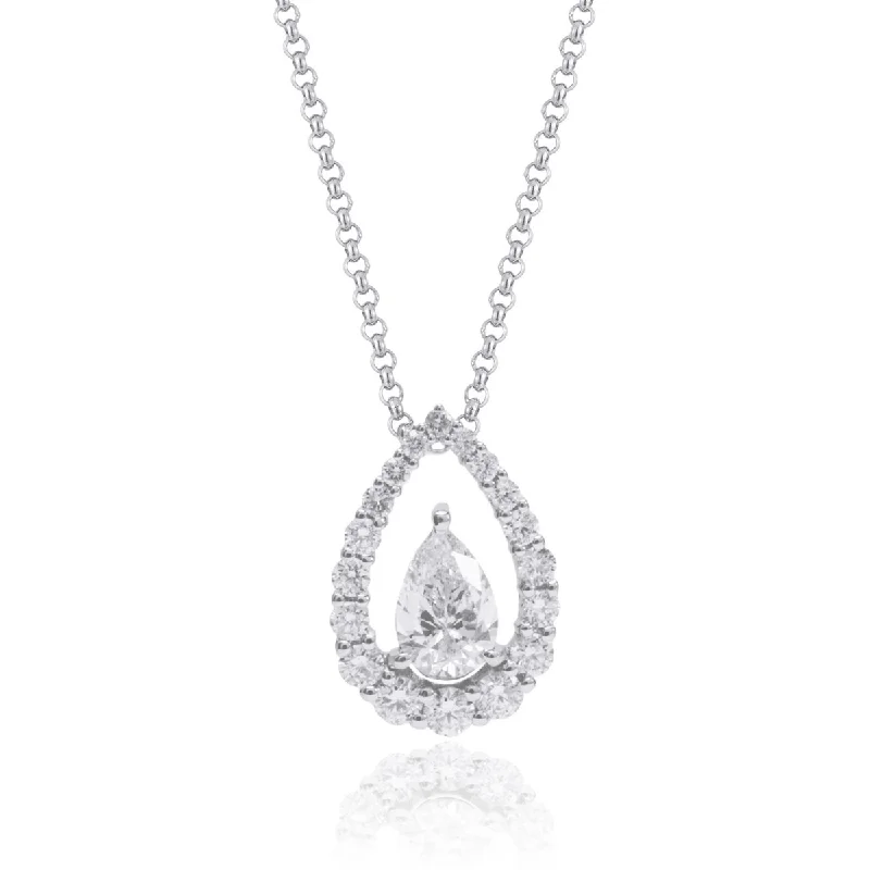 Long Heart Pendant Necklace-Diamond Teardrop Necklace