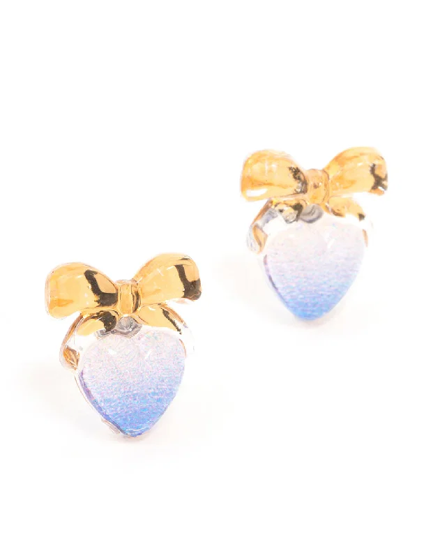 Elegant Ear Cuffs-Plastic Bow Heart Stud Earrings