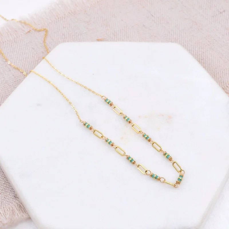 Adjustable Bar Necklace-Imelda Necklace in Turquoise