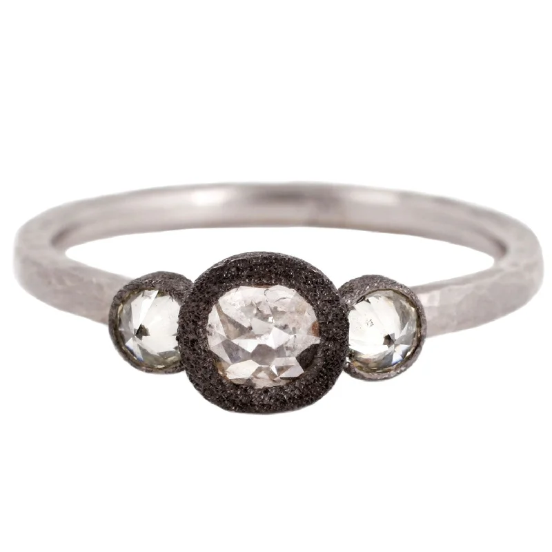 Three Diamond Bezel Ring