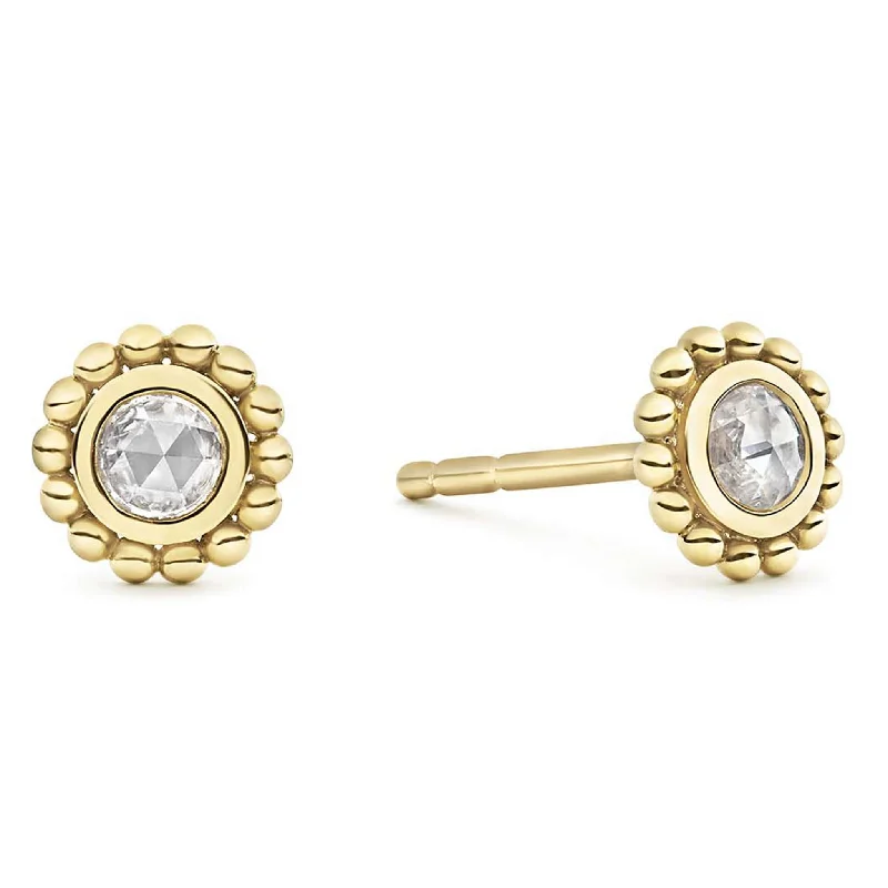 Pearl Ear Jackets-Covet Small Rose Cut Diamond Stud Earrings