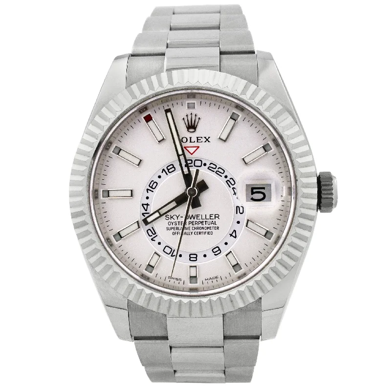 Women’s Solar-Powered Watch-Rolex Sky-Dweller 42mm White Dial Watch Ref# 326934