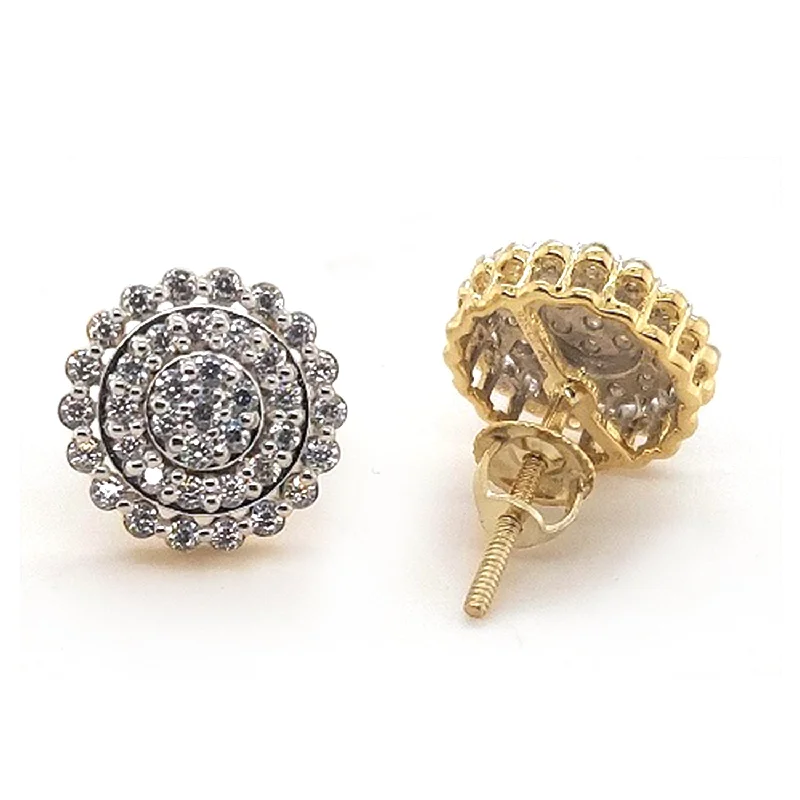 Rhinestone Earrings-LADIES EARRINGS 0.50CT ROUND DIAMOND 10K YELLOW GOLD