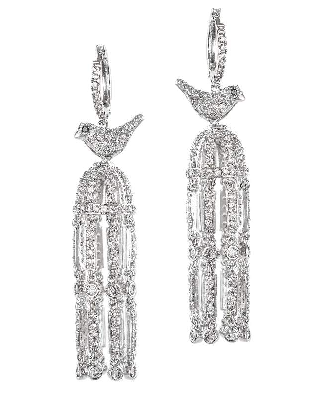 Diamond Drop Earrings-Elegant Birdcage Earrings