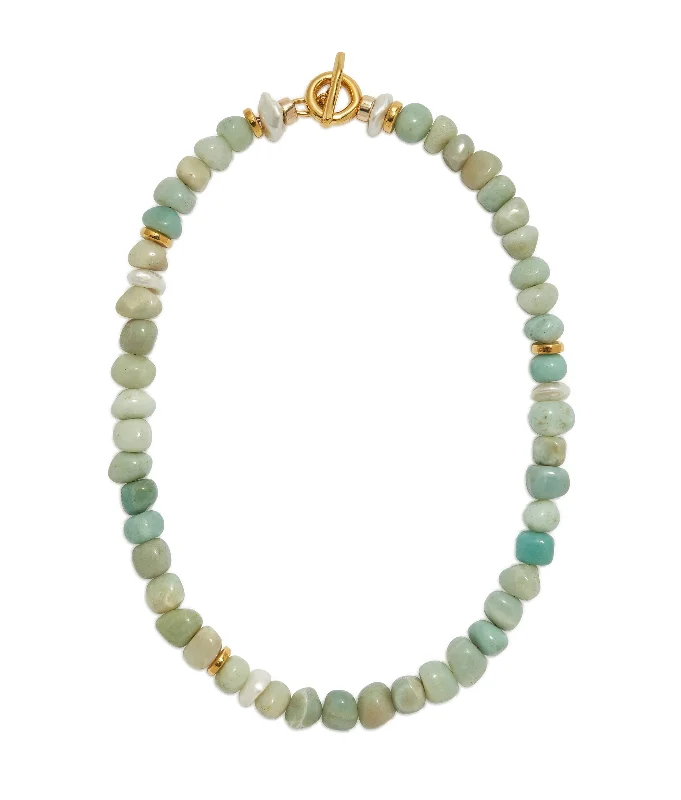 Sterling Silver Heart Necklace-Mood Necklace in Amazonite