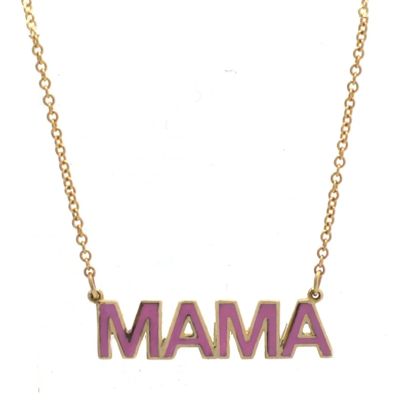 Simple Gold Bar Necklace-Enamel MAMA Nameplate Necklace