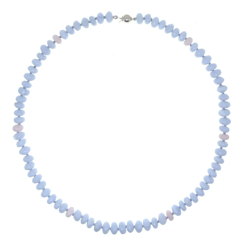 Long Diamond Necklace-Beaded Lace Agate and Pink Opal Necklace