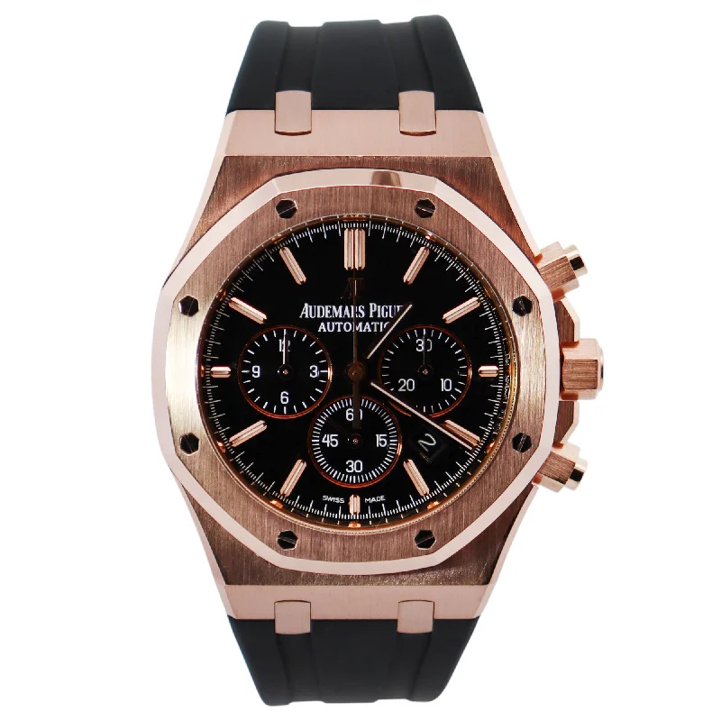 Casual Leather Watch for Men-Audemars Piguet Royal Oak 41mm Black Dial Watch Ref# 26320OR.OO.D002CR.01