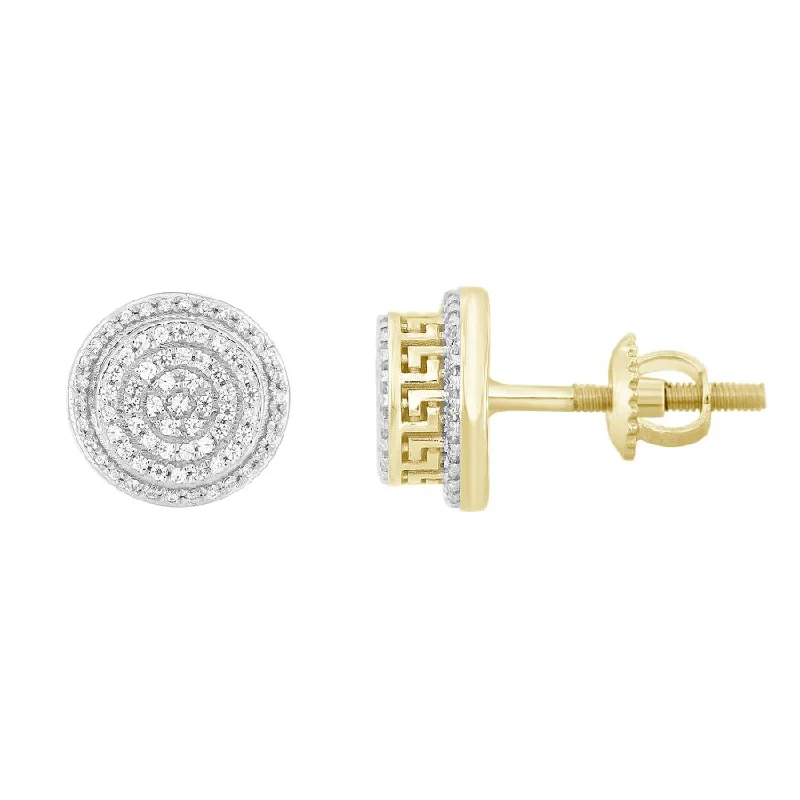 Metal Statement Earrings-LADIES EARRINGS 0.33CT ROUND DIAMOND 10K YELLOW GOLD