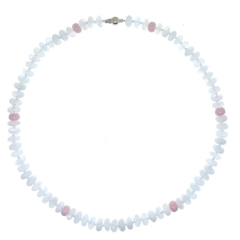 Classic Layered Necklace-Beaded Moonstone and Pink Opal Necklace