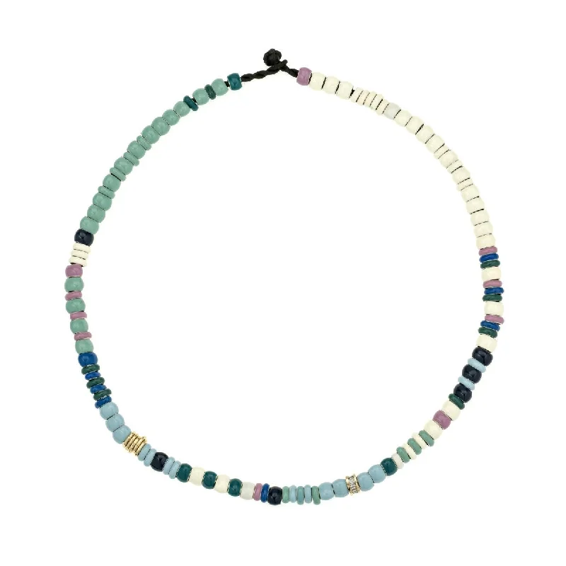 Chunky Crystal Necklace-Bead Party Full Enamel Sea Mist Necklace