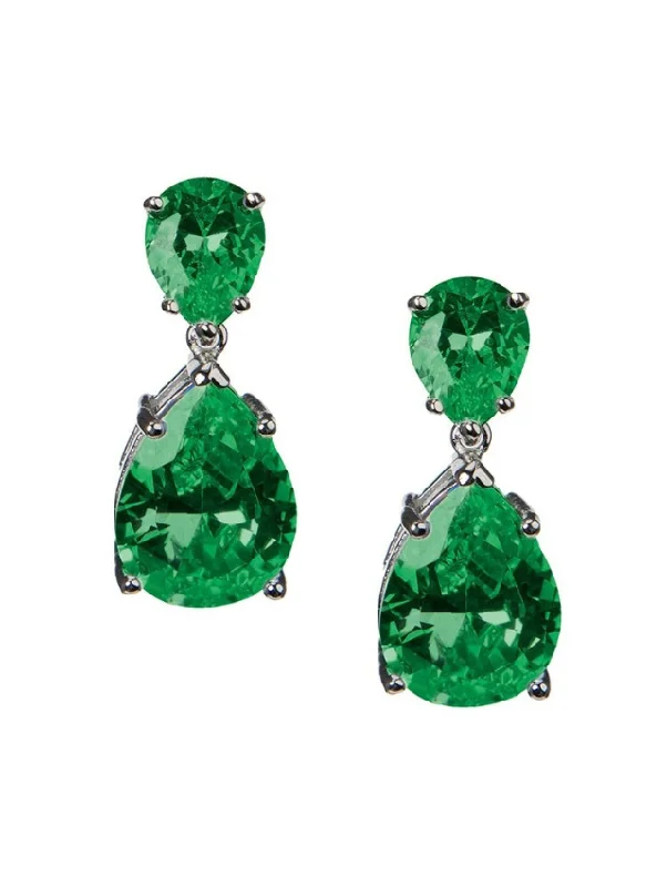 Luxury Chandelier Earrings-Emerald Double Drop Earrings