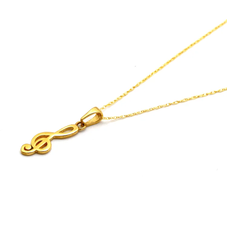 Classic Pendant Necklace-Real Gold Musical Key Necklace 0210 CWP 1797