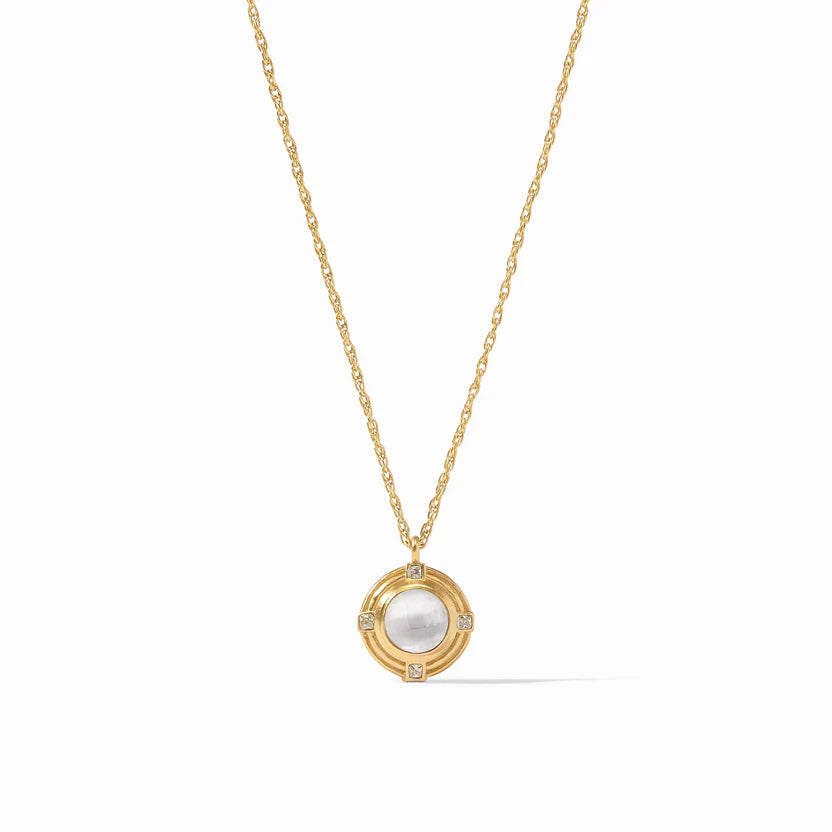 Crystal Beaded Necklace-Julie Vos | Astor Solitaire Necklace with Iridescent Clear Crystal in Gold