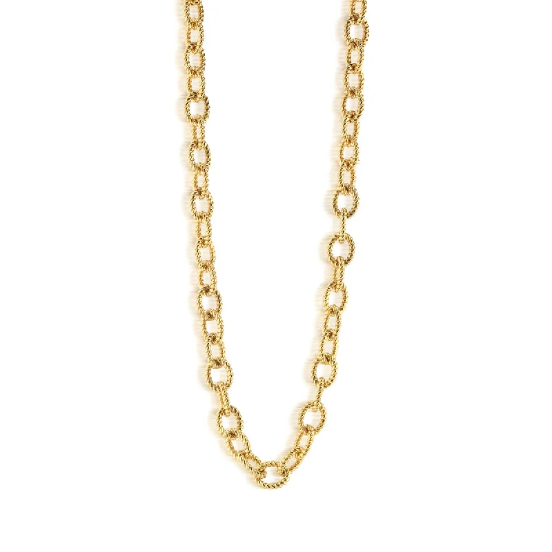 Teardrop Crystal Necklace-Victoria Small Chain Necklace, 32" - Gold