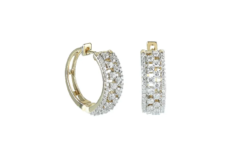 Trendy Statement Earrings-1 ctw Diamond Earrings 14k Gold