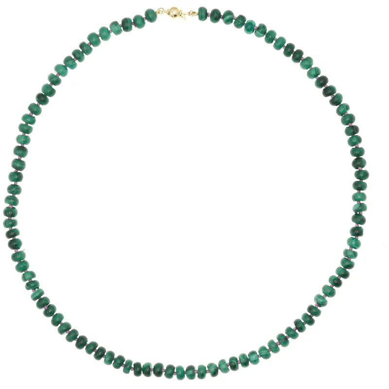 Sparkly Pendant Necklace-Beaded Malachite Necklace