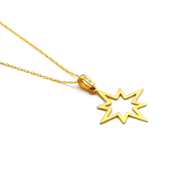 Stylish Heart Necklace-Real Gold Plain Star Flash Necklace 0112 CWP 1793