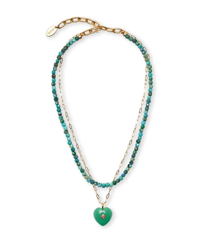 Stylish Layered Necklace-Lamai Heart Necklace in Everglade