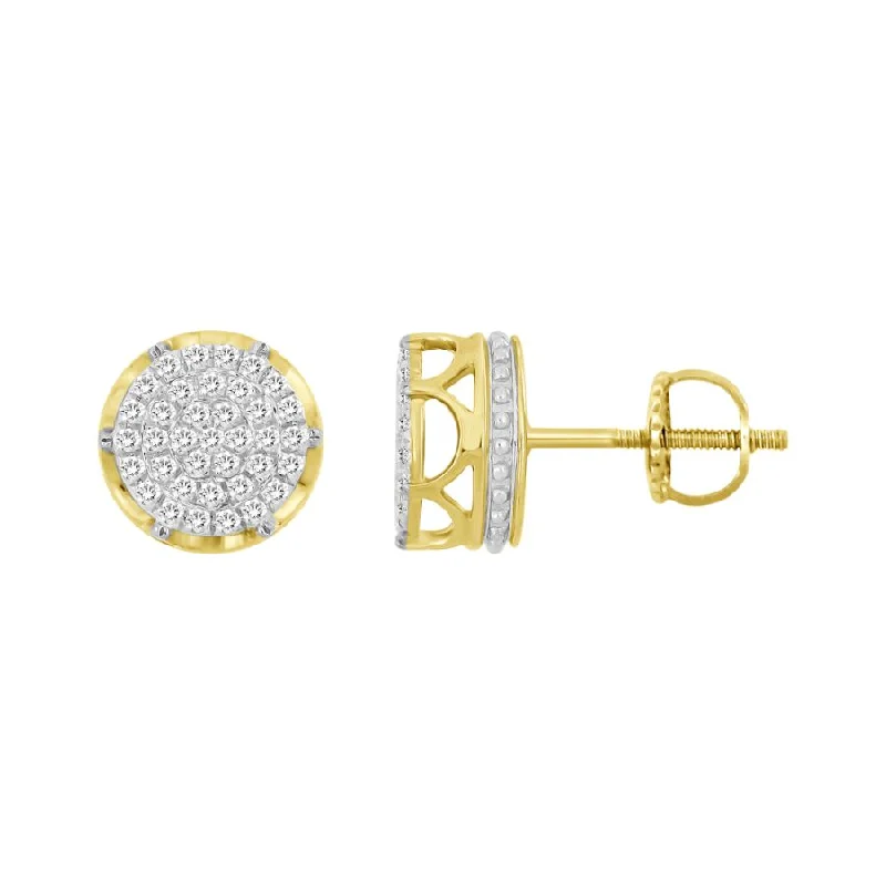 Cool Cuff Earrings-LADIES STUD EARRINGS 0.15CT ROUND DIAMOND 10K YELLOW GOLD