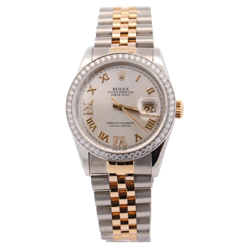 Luxury Watch with Date Function-Rolex Datejust 36mm Silver Dial Watch Ref# 16233