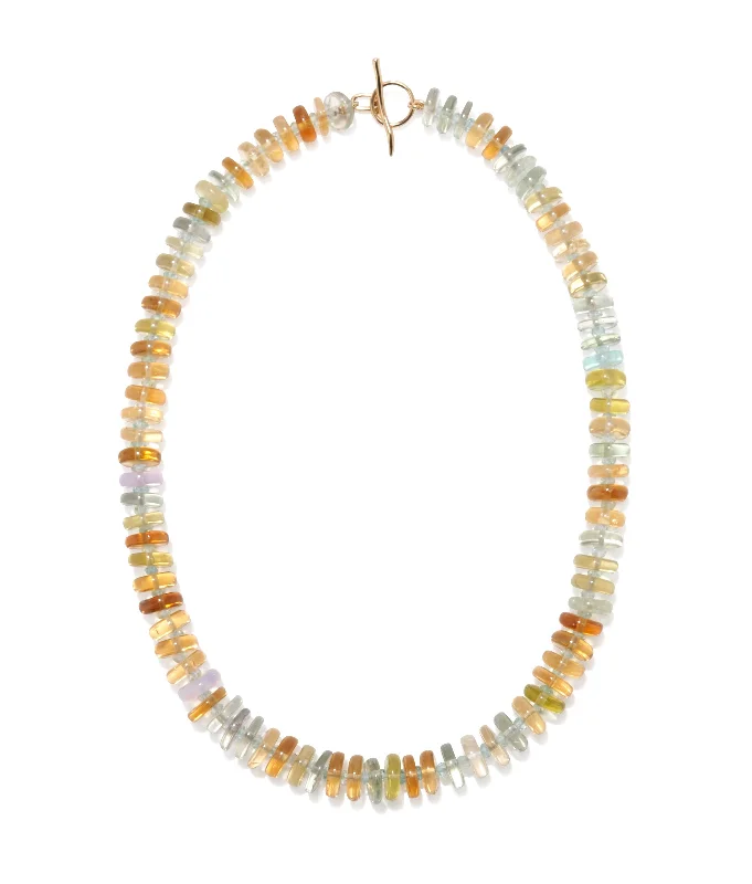 Swarovski Crystal Necklace-Mixed Semiprecious Stone, Aquamarine & 14k Gold Necklace