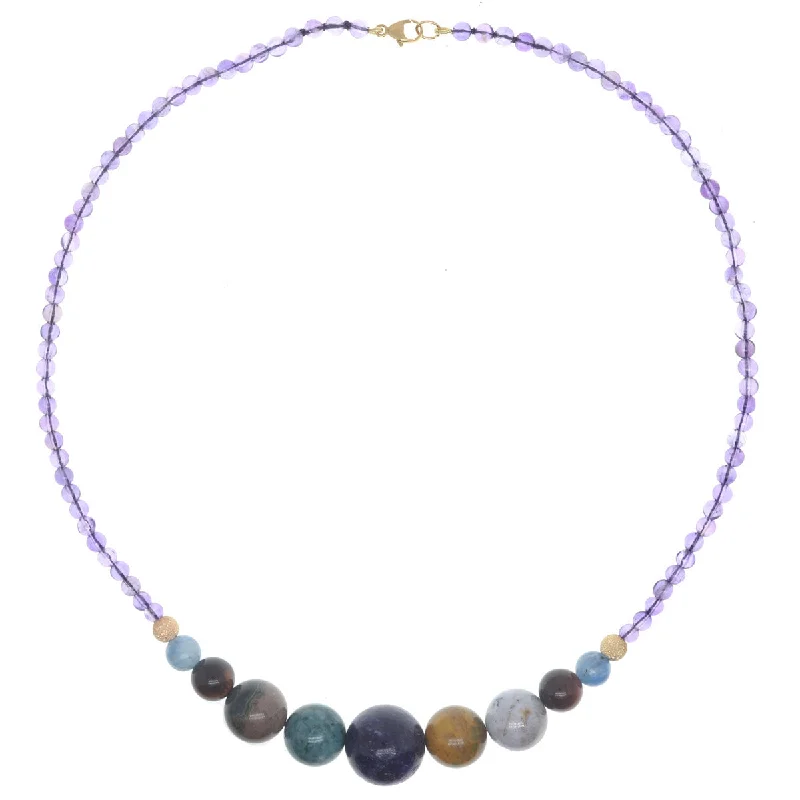 Stylish Layered Necklace-Bubbles Necklace - Amethyst