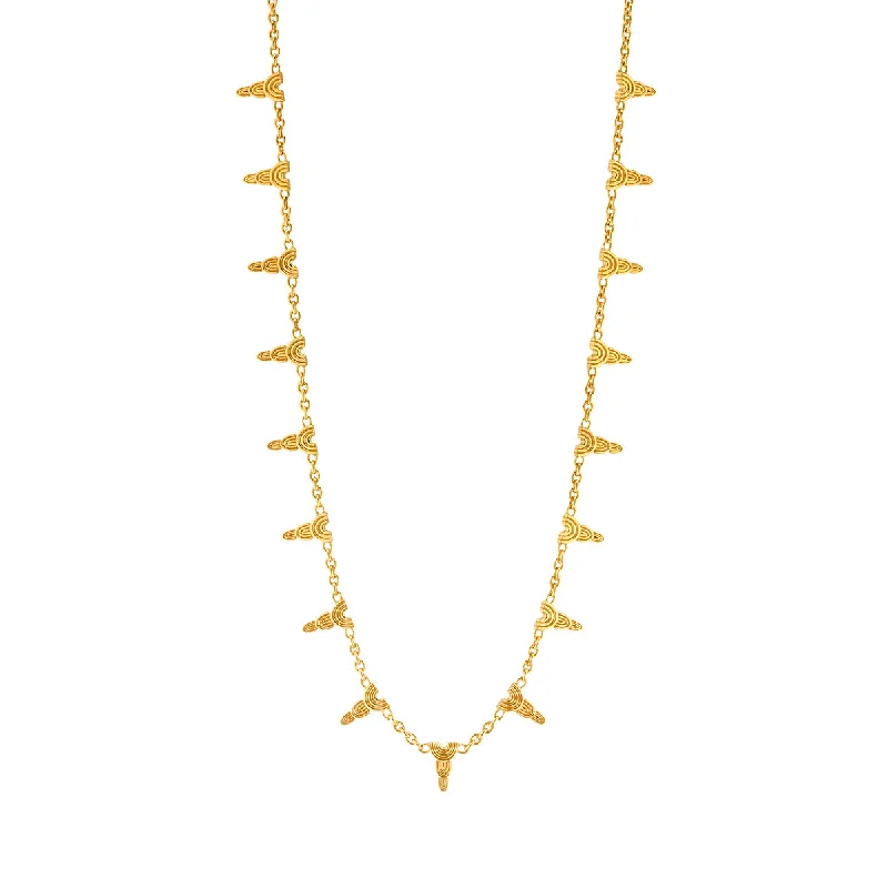 Natural Stone Necklace-Cleopatra Ra Necklace, 16"+2" - Gold