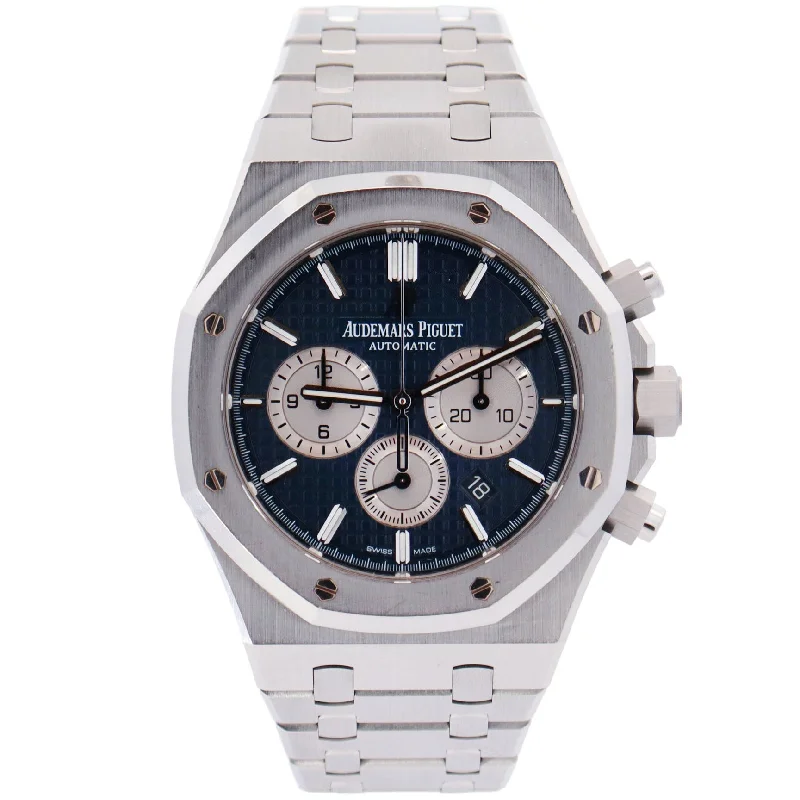 Women's Smart Watch with Fitness Tracker-Audemars Piguet Royal Oak 41mm Blue Dial Watch Ref# 26331ST.OO.1220ST.01