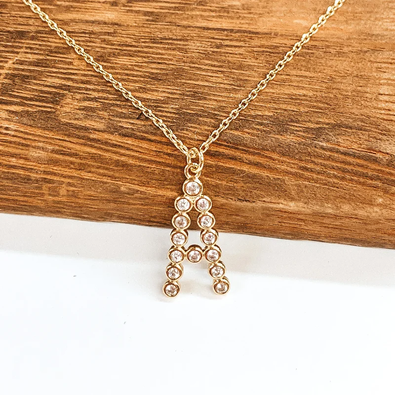 Unique Crystal Pendant Necklace-CZ Crystal Initial Necklaces in Gold